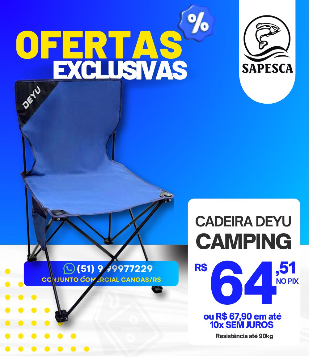 CADEIRA DOBRÁVEL PORTÁTIL CAMPING 42 X 42 X 72 CM DEYU ATÉ 90 KG